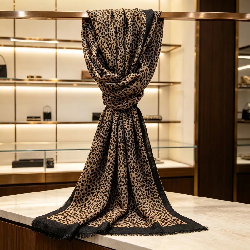 2026 New Leopard Print 100% Wo - Pashmina Wrap Large recension och pris