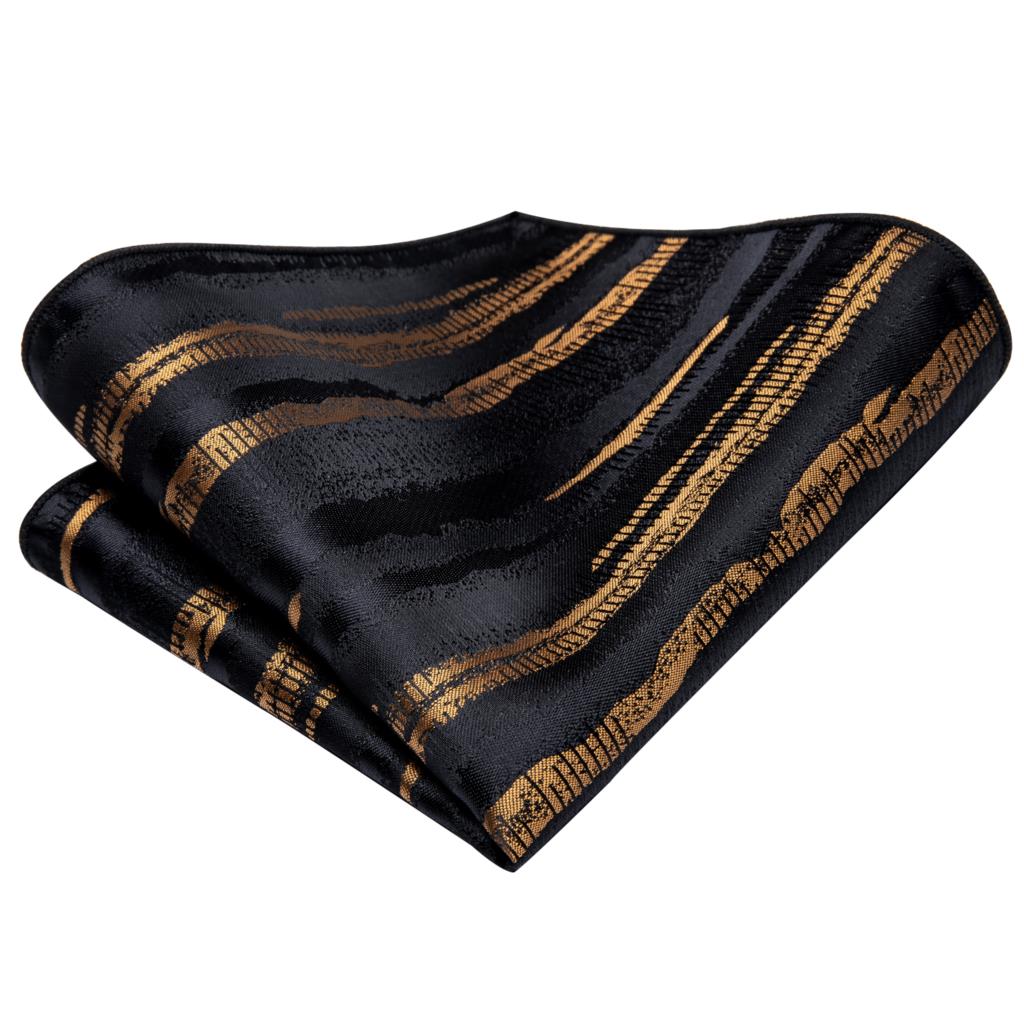 Hi-Tie Black Gold Striped Silk - Silk Tie Striped recension och pris